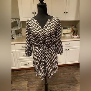 ACE DELIVERY brown and white long sleeve dress